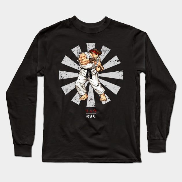 Ryu Street Fighter Retro Japanese Long Sleeve T-Shirt by Nova5